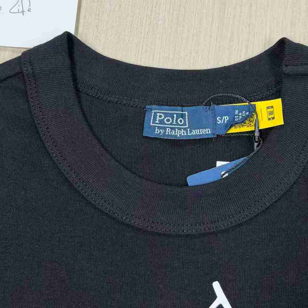 ✅Polo Ralph Lauren Large White Pony Logo Black Crew Neck Tee - Picture 6 of 6